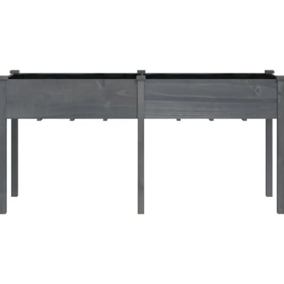 Plantekasse med foring 161x45x76 cm - Massivt fyrretræ | Farve: Grå