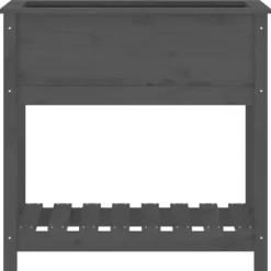 Plantekasse med hylde i massivt fyrretræ - Ergonomisk højbed | Størrelse: 82,5x34,5x81 cm | Farve: Grå
