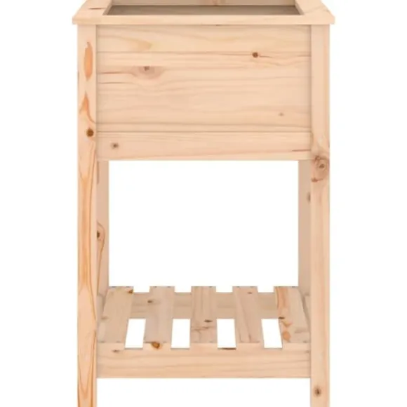 Plantekasse med hylde i massivt fyrretræ | Størrelse: 54x54x81 cm