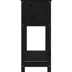 Plantekasse med hylde i massivt fyrretræ - Ergonomisk design | Størrelse: 82,5x34,5x81 cm | Farve: Sort