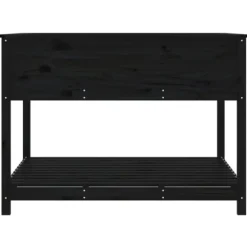 Plantekasse med hylde i massivt fyrretræ - Ergonomisk højbed | Størrelse: 111,5x111,5x81 cm | Farve: Sort