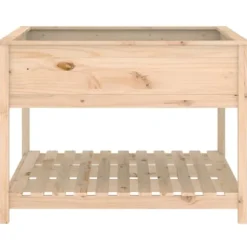 Plantekasse med hylde i massivt fyrretræ - Højbed | Størrelse: 111,5x111,5x81 cm
