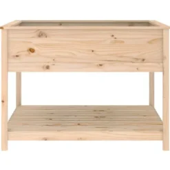 Plantekasse med hylde i massivt fyrretræ - Højbed | Størrelse: 111,5x111,5x81 cm