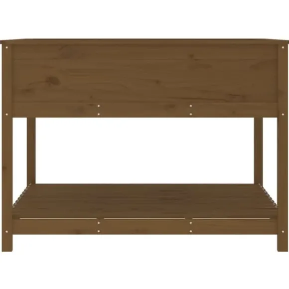 Plantekasse med hylde i massivt fyrretræ - Ergonomisk | Størrelse: 111,5x111,5x81 cm | Farve: Brun