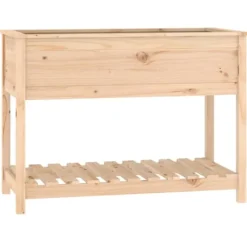 Plantekasse med hylde 111,5x54x81 cm massivt fyrretræ - Plantekasse - Plantekasser - Home & Living