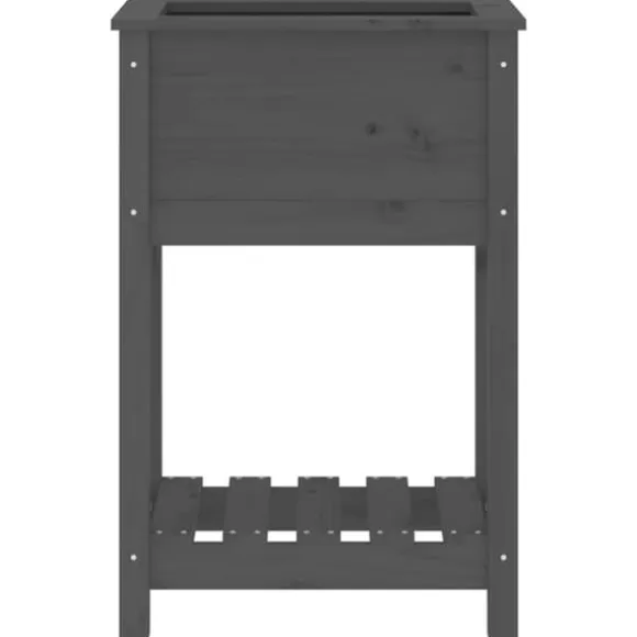 Plantekasse med hylde 54x34,5x81 cm massivt fyrretræ grå - Plantekasse - Plantekasser - Home & Living