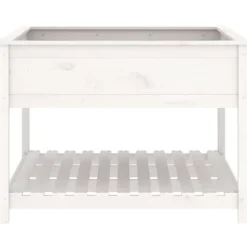 Plantekasse med hylde 111,5x111,5x81 cm massivt fyrretræ hvid - Plantekasse - Plantekasser - Home & Living