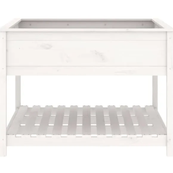 Plantekasse med hylde 111,5x111,5x81 cm massivt fyrretræ hvid - Plantekasse - Plantekasser - Home & Living