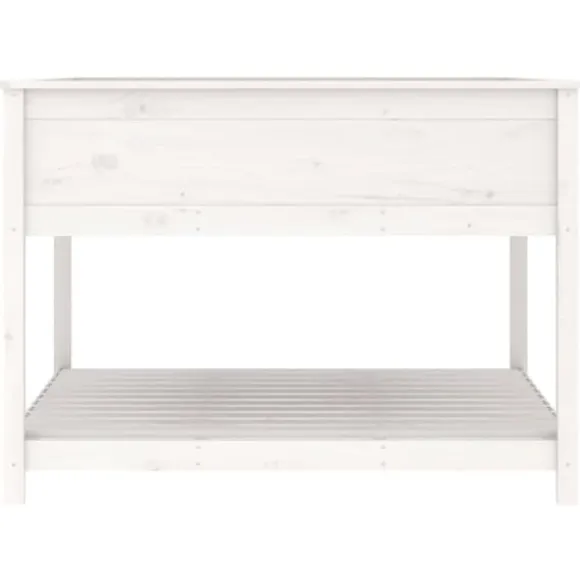 Plantekasse med hylde 111,5x111,5x81 cm massivt fyrretræ hvid - Plantekasse - Plantekasser - Home & Living