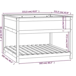 Plantekasse med hylde 111,5x111,5x81 cm massivt fyrretræ hvid - Plantekasse - Plantekasser - Home & Living
