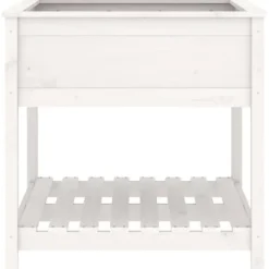 Plantekasse med hylde 82,5x82,5x81 cm massivt fyrretræ hvid - Plantekasse - Plantekasser - Home & Living
