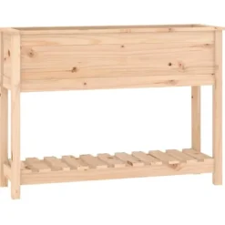 Plantekasse med hylde 111,5x34,5x81 cm massivt fyrretræ - Plantekasse - Plantekasser - Home & Living