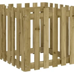 Plantekasse med stakitdesign - Imprægneret fyrretræ | Størrelse: 60x60x60 cm