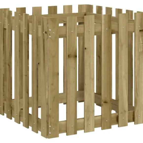 Plantekasse med stakitdesign - Imprægneret fyrretræ | Størrelse: 60x60x60 cm