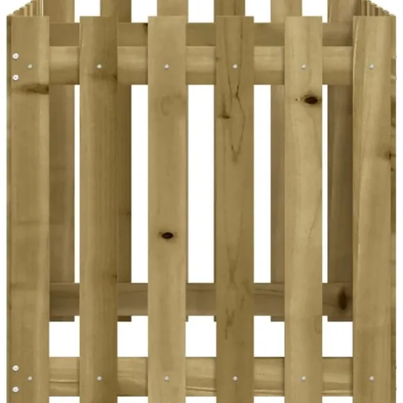 Plantekasse med stakitdesign - Imprægneret fyrretræ | Størrelse: 60x60x60 cm