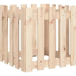 Plantekasse med stakitdesign i massivt fyrretræ | Størrelse: 50x50x50 cm