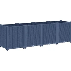 Plantekasse til klatreplanter - Slidstærk PP i rattanlook | Størrelse: 160x40x53 cm | Farve: Blågrå