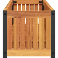 Plantekasse 110x30x27,5 cm i massivt akacietræ og stål | Farve: Natural | Størrelse: 110x30x27,5 cm