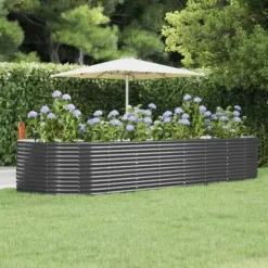 Plantekasse 367x140x68 cm pulverlakeret stål antracitgrå - Plantekasse - Plantekasser - Home & Living