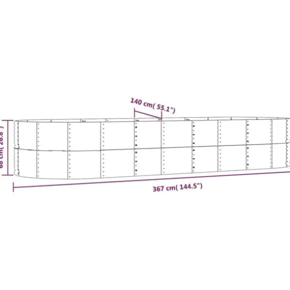 Plantekasse 367x140x68 cm pulverlakeret stål antracitgrå - Plantekasse - Plantekasser - Home & Living