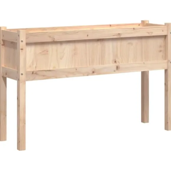 Plantekasser 2 stk. i massivt fyrretræ med ben - Dekorative til haven | Farve: Naturlig træ | Størrelse: 100x40x80 cm