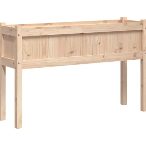 Plantekasser 2 stk. i massivt fyrretræ med ben - Dekorative til haven | Farve: Naturlig træ | Størrelse: 100x40x80 cm