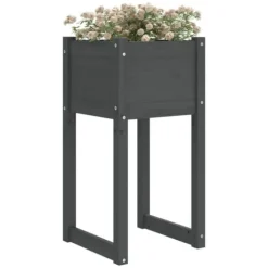 Plantekasser 2 stk. til haven | Massivt fyrretræ | Størrelse: 40x40x81 cm | Farve: Grå