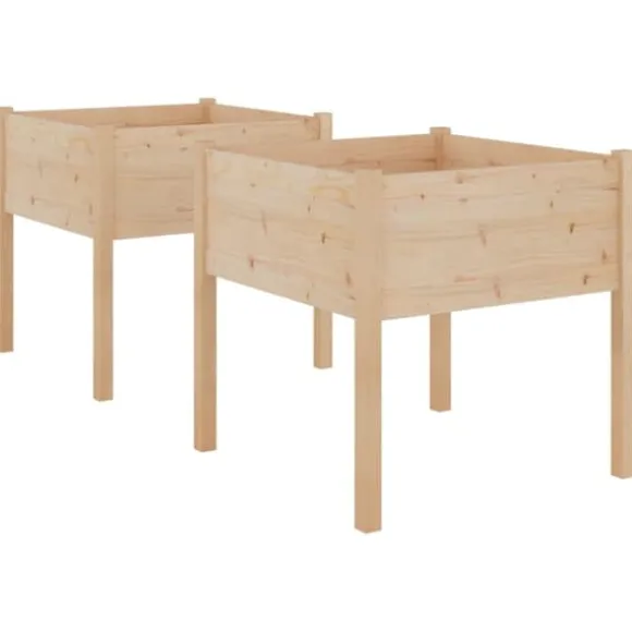 Plantekasser 2 stk. 70x70x70 cm - Massivt fyrretræ | Farve: Natur | Størrelse: 70x70x70 cm