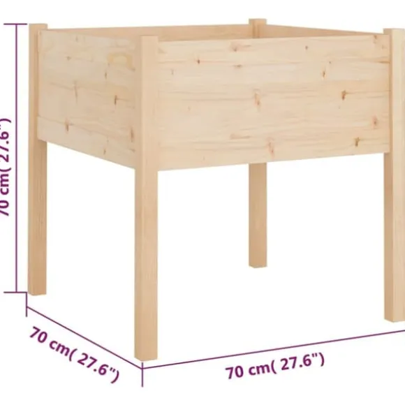 Plantekasser 2 stk. 70x70x70 cm - Massivt fyrretræ | Farve: Natur | Størrelse: 70x70x70 cm