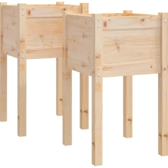 Plantekasser i massivt fyrretræ - 2 stk. | Størrelse: 40x40x70 cm