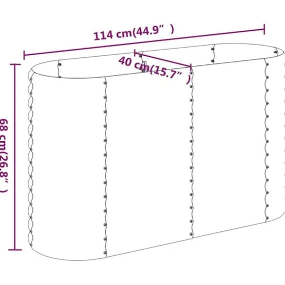 Plantekrukke i galvaniseret stål - Højbed til haven | Størrelse: 114x40x68 cm | Farve: Grå