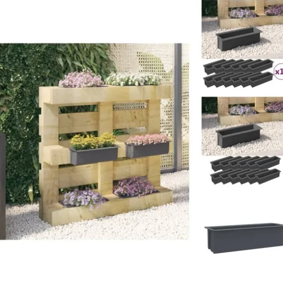 Plantekrukker - Living blomsterkasser til Euro-paller 12 stk. 36x13,5x9,5 cm PP grå