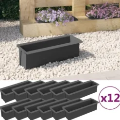Plantekrukker - Living blomsterkasser til Euro-paller 12 stk. 36x13,5x9,5 cm PP grå