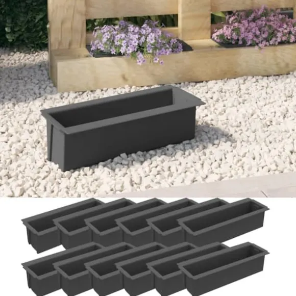 Plantekrukker - Living blomsterkasser til Euro-paller 12 stk. 36x13,5x9,5 cm PP grå