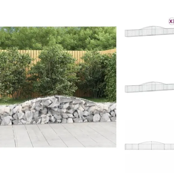Plantekrukker - Living buede gabionkurve 3 stk. 400x50x40/60 cm galvaniseret jern