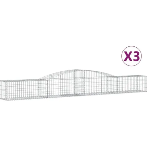 Plantekrukker - Living buede gabionkurve 3 stk. 400x50x40/60 cm galvaniseret jern