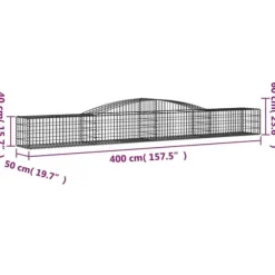 Plantekrukker - Living buede gabionkurve 3 stk. 400x50x40/60 cm galvaniseret jern