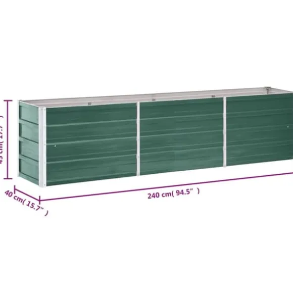 Plantekrukker - Living forhøjet plantekasse 240x40x45 cm galvaniseret stål grøn