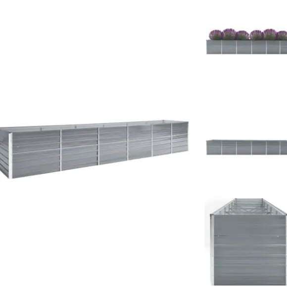 Plantekrukker - Living forhøjet plantekasse 480x80x77 cm galvaniseret stål grå