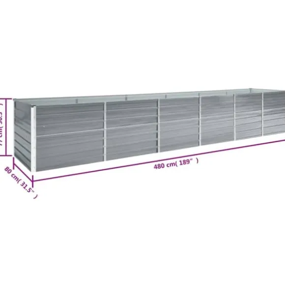 Plantekrukker - Living forhøjet plantekasse 480x80x77 cm galvaniseret stål grå
