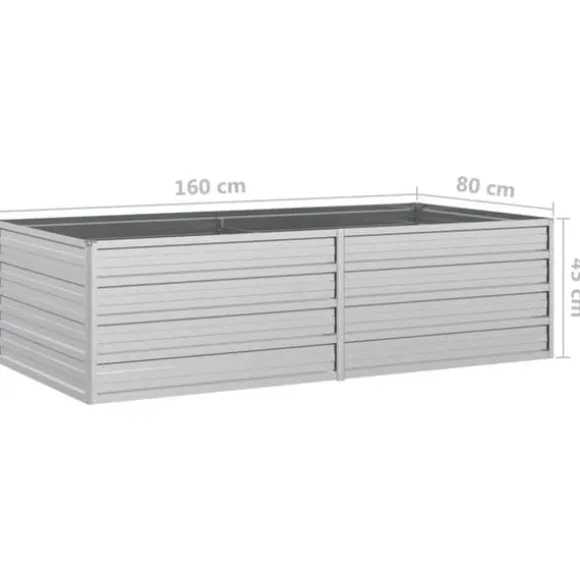 Plantekrukker - Living højbed 160x80x45 cm galvaniseret stål sølvfarvet