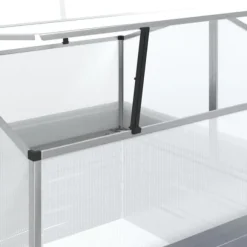 Plantekrukker - Living højbed med drivhus 100x100x85 cm sølvfarvet