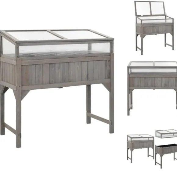 Plantekrukker - Living højbed med drivhus 110x54x120 cm massivt grantræ