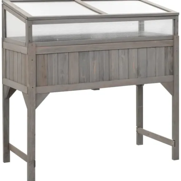 Plantekrukker - Living højbed med drivhus 110x54x120 cm massivt grantræ