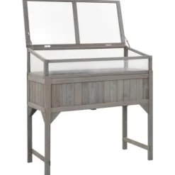Plantekrukker - Living højbed med drivhus 110x54x120 cm massivt grantræ