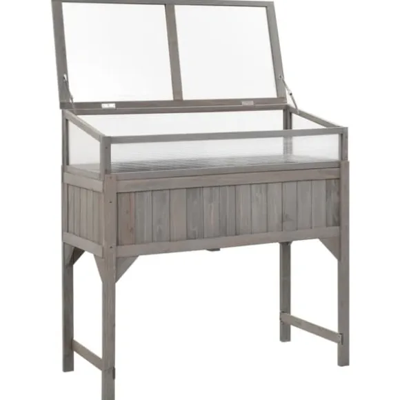 Plantekrukker - Living højbed med drivhus 110x54x120 cm massivt grantræ