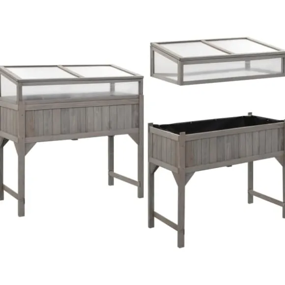 Plantekrukker - Living højbed med drivhus 110x54x120 cm massivt grantræ