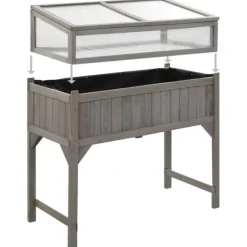 Plantekrukker - Living højbed med drivhus 110x54x120 cm massivt grantræ