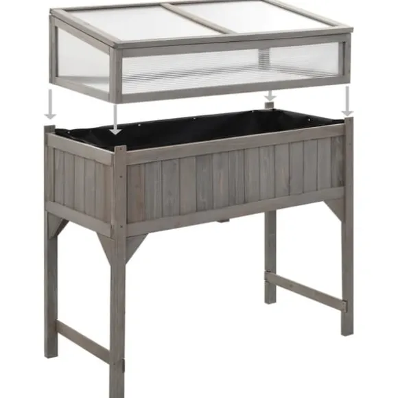 Plantekrukker - Living højbed med drivhus 110x54x120 cm massivt grantræ