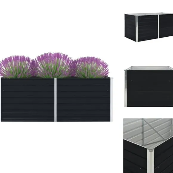Plantekrukker - Living hævet blomsterbed 160 x 80 x 45 cm galvaniseret stål antracit